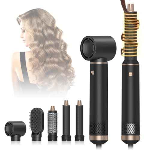 5-in-1 Hair Dryer Brush with Hot Air Curling & Negative Ion Technology - Versatile Styler for Drying, Curling, Straightening, and Volume Boosting, Holiday Gift for Women