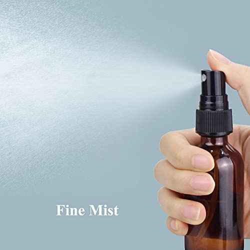 Wedama Spray Bottle, 2 oz Fine Mist Glass Spray Bottles, Little Refillable Liquid Containers for Watering Flowers Cleaning (16 Pack, Amber)