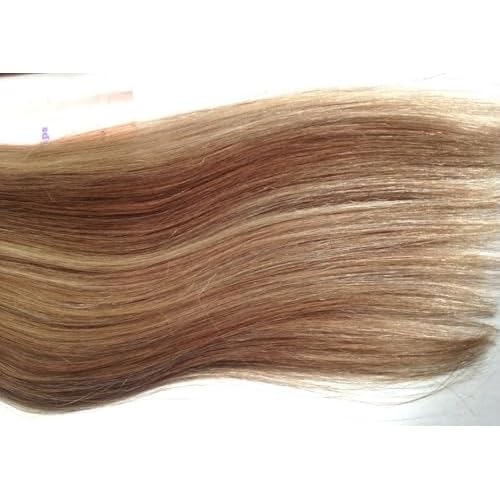 Tressmatch 16¡±-18" Remy Human Hair Clip in Extensions Brown/blonde Highlights (Color #6/613) Thick to Ends 9 Pieces Full Head [Set Weight:4.3oz/1
