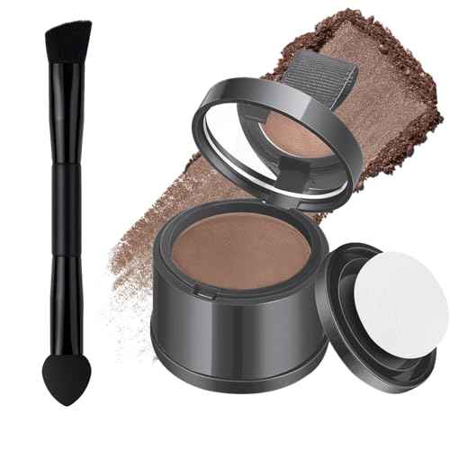 Hairline Powder with Brush ? Root Touch Up & Hair Shading Powder, Long-Lasting Matte, Sweat & Humidity Resistant, Covers Thinning Edges/Wide Part/Gray Roots ? Travel-Friendly Compact [Dark Brown]