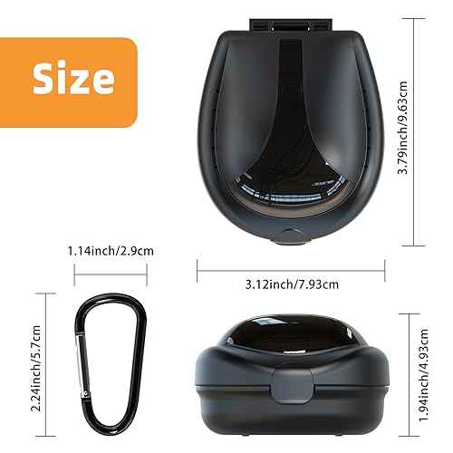 ARGOMAX Sports Mouth Guards Case, 1 Piece Sports Braces Case with Carabiner, Football Mouthguard Case, Black.