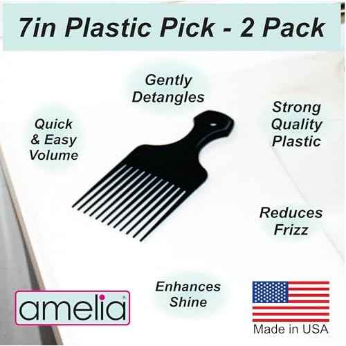 7in Plastic Pick Comb, pack of 2