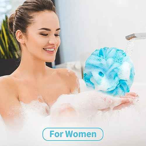Bath Loofah Shower Sponge Body Back Scrubber Soft Mesh Shower Puffs Exfoliating Loofa for Women & Men Bath Accessories Cleaning Tool (4Pack 60G Loofah Sponge, Forest Fairy)