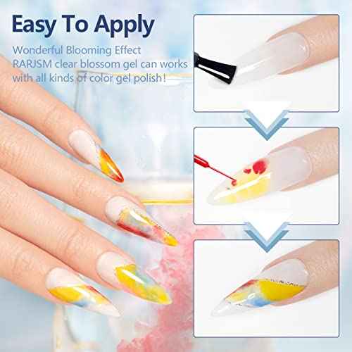 RARJSM Blooming Gel Nail Polish,Clear Blooming GelPolish 15ML UV LED Soak Off Nail Art Polish Blossom Gel for Spreading Effect Graffiti Marble Flower Watercolor Magical DIY Manicure Design