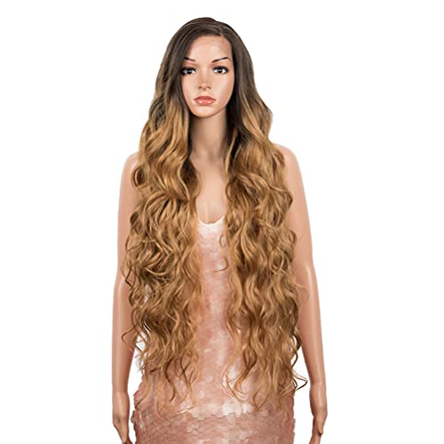 Style Icon Easy-360 Lace Wigs 36" Big Curl Free Part Lace Frontal Wigs Super Long Multi-Layered Synthetic Wig (36 Inches, TT6/26Q)
