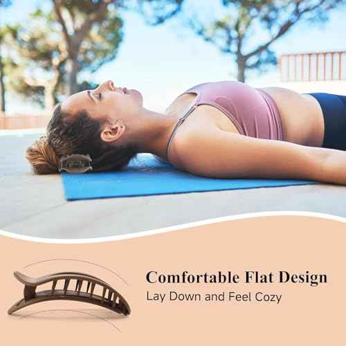 Flat Hair Claw Clips for Women,Matte Medium Hair Clips for Thick & Thin Hair- Comfortable Everyday Use for Office, Yoga, Party & Casual Styling (4PCS A)