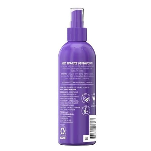 Au~ssie Total Miracle Hair Detangling Spray with Apricot Oil, All Hair Types, 8 fl oz, Purple