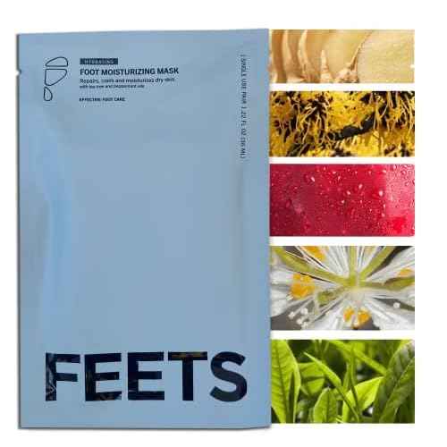 FEETS Hydrating Foot Mask with Tea Tree and Peppermint (3-Pack) | Perfect for Men and Women | Deeply Moisturizes Full Foot and Heel | Ultra Hydrating | Soften Calluses, Nourish Heels, and Cool Feel