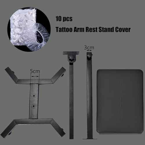 Tattoo Arm Rest, Tattoo Chair for client, Tattoo Armrest Stand, Four-corner base Stability Strongly, Adjustable Height, Thicken Soft Sponge Pad, Foldable Arm Rest