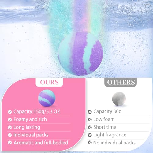 5.3 OZ Extra Large Bath Bombs Gift Set for Women, Girlfriend, Her, Girls, 12 Pcs XXL Organic Natural Handmade Bathbombs for Skin Moisturizing, Bubble Spa Bath, Mothers Day Gift for Wife
