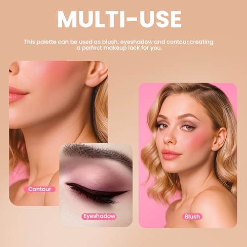10 Colors Blush Palette for Cheeks, Lightweight Matte Finish Blush Powder for Face, Buildable Facial Makeup Palette