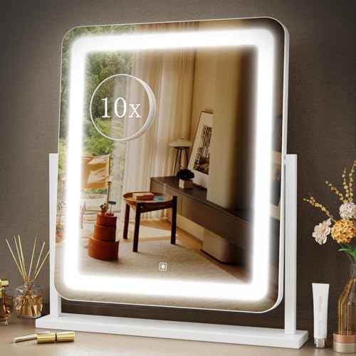 Makeup Vanity Mirror with Lights 15.2" Large LED Lighted Mirror, Hollywood Make Up Mirror with Lighting for Bedroom Tabletop, Smart Touch, 360¡Æ Rotation, (White)