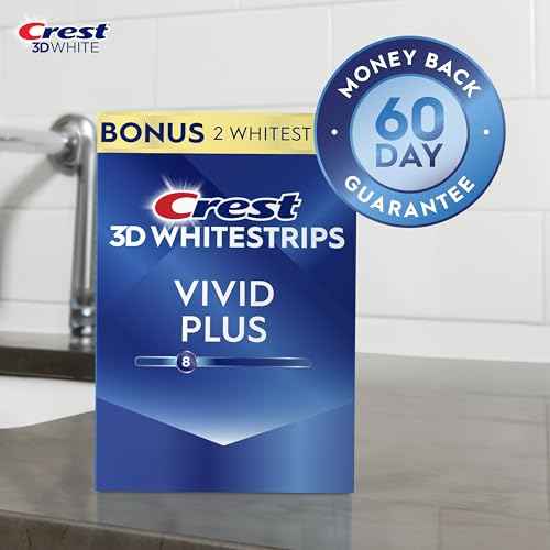 Crest 3D Whitestrips Vivid Plus, Teeth Whitening Strip Kit, 10 Treatments + 2 Bonus Treatments (Each with 1 Upper/1 Lower Strip), 24 Strips, 8 Levels Whiter, Teeth Whitening Kit