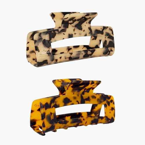 Large Claw Clips 4.1 IN Tortoise Acrylic Stylish Hair Accessories for Thick and Thin Hair 2pc Set Cute Clips for Women Teen Girls (2 Tortoise)