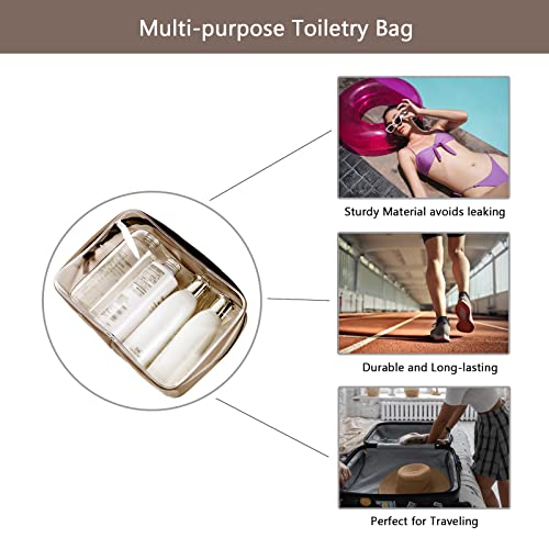 Clear Pouch Small, Makeup Bag, 6.6"x2.3"x4.7" Size TSA Approved Toiletry Bag, Clear Travel Bags for Toiletries, Cosmetic Bag for Women and Men Small-1 Pack Coffee