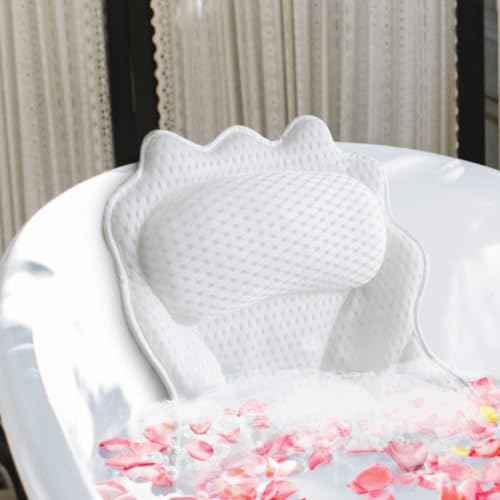 King Mills Plus Size Tub Pillow for Bathtub, Bath Pillow Luxury Bathtub Pillow, Ergonomic Bath Pillow for Women, Bath Tub Pillows for Head and Neck with Soft 4D Air Mesh Fabric, Fits All Bathtub