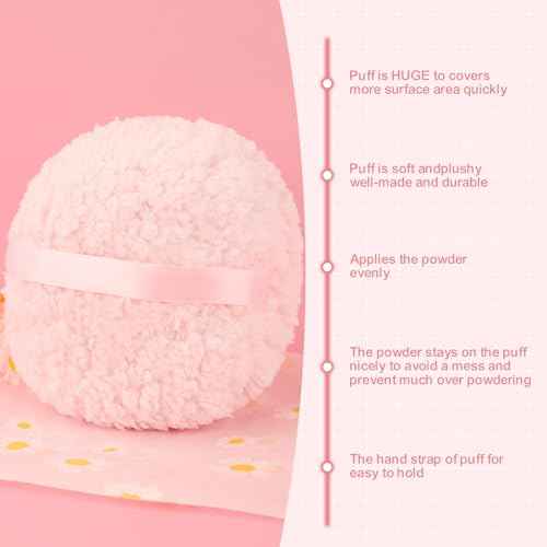 WSYUB Powder Puff, 6'' Powder Puff for Body Powder,Body Powder Puffs and Container,Oversize Dust Puffs for Women