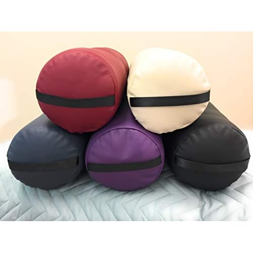 Fluffy Massage Bolster Pillow by NRG - 8"W x 26"L Full Round Massage/Spa Table Bolster with Carrying Strap - Supports Neck, Knees or Ankles - PVC Free Vinyl Upholstery - CFC Free Foam - Color Burgundy