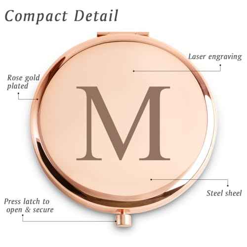 Personalized Gifts for Women Girls Her, Custom Gift for Adult Teen Kid, Initial Monogrammed Compact Mirror for Christmas, Secret Santa, Stocking Stuffers, Graduation, Birthday, Wedding