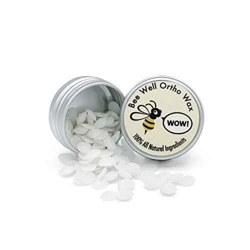 Bee Well Ortho Wax Pure | All Natural Extra Firm Braces Wax | Protect, Prevent & Relieve Orthodontic Braces Discomfort & Mouth Pain | Aluminum Jar | 75 Pieces of Wax for Braces