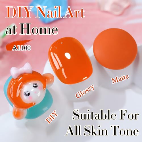 Double Rhythm 0.50 OZ Gel Polish Hema Free Same Color Same Bottle Golden Round Translucent Neutral Natural Milky 15 ML Jelly UV Polish Art DIY at Home (Dark Orange-C1100)