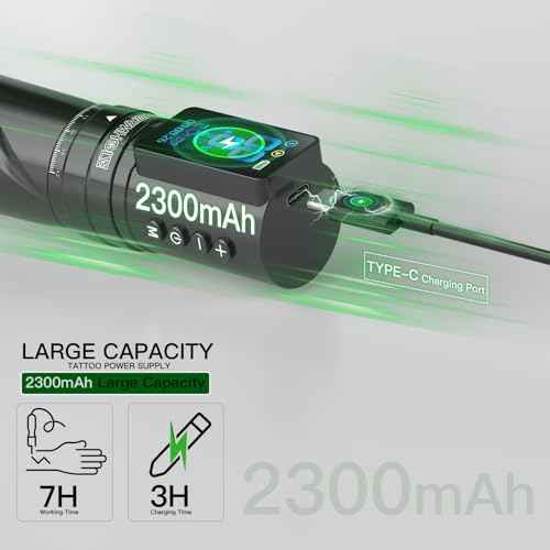 Wormhole Tattoo Gun Kit Wireless Tattoo Kit with 7 Adjustable Stroke 2,300mAh Power Tattoo Machine with Normal/Jump-Start/Dot Working Mode with LED Digital Display Professional Xtreme Tattoo Kit