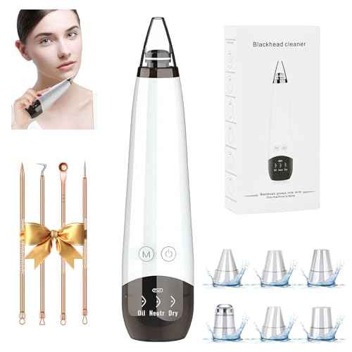 2025 Pore Vacuum Kit, USB Rechargeable Blackhead Remover Vacuum Kit,3 Levels Adjustable Pore Vacuum Blackhead Remover, with 6 Suction Power Probe,4 Golden Needle face Vacuum Pore Cleanser Kit-White