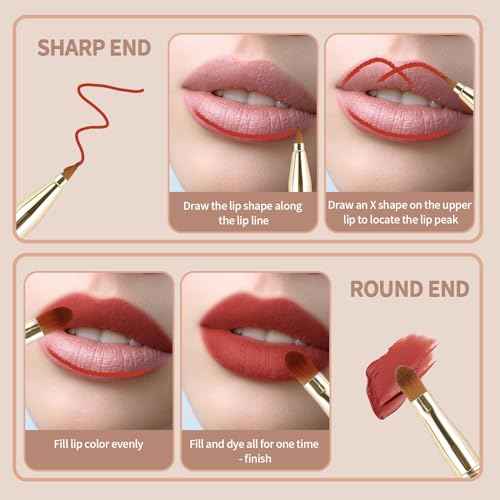 3 Pack Retractable Lip Brush for Lipstick,Yoizyfree Retractable Lip Brushes Double-Ended Travel Lip Makeup Brush Set for Lipstick Lip Gloss Include Lid