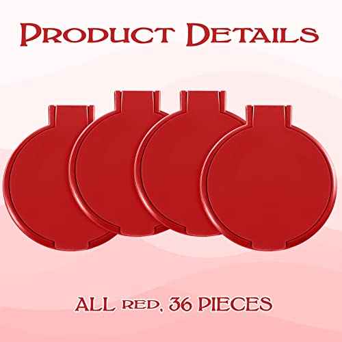 36 Pcs Compact Mirror Bulk Portable Round Makeup Mirror Mini Foldable for Purse Women Travel Daily Use Mother¡®s Day Gifts (Red)