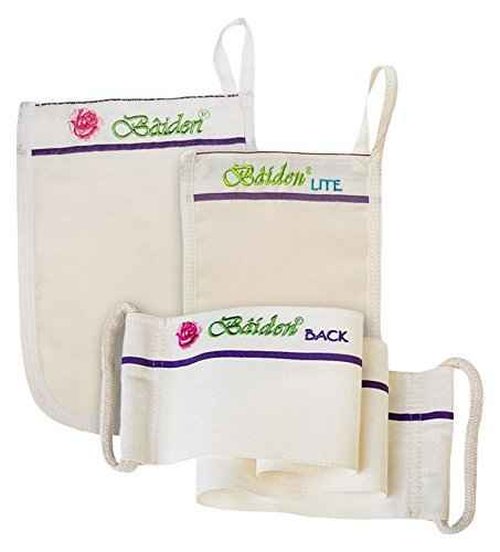 Baiden Exfoliator System-Best Firming Face Body & Back Scrub Mitts-Remove Blackheads, Dry Skin, Wrinkles, Cellulite, Controls Acne-Top Facial Lips Eyelids Treatment-Circulation and Collagen Boosting