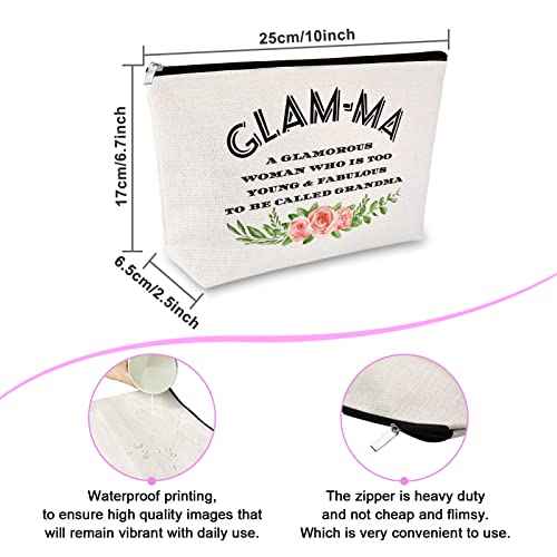 Grandma Gifts from Grandchildren Makeup Bag Mother's Day Gifts Birthday Gifts for Grandmother Best Grandma Ever New Glamma Gifts Thank You Gift for Women Nana Travel Cosmetic Pouch Christmas Gift