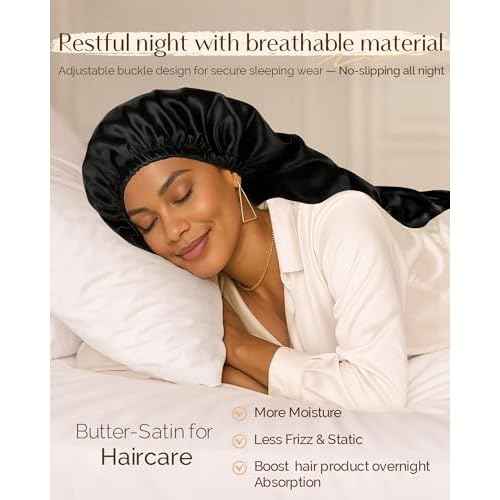 YANIBEST Long Bonnet Braid Bonnet for Sleeping Adjustable Satin Silk Bonnet for Braids Sleep Bonnet for Women Locs