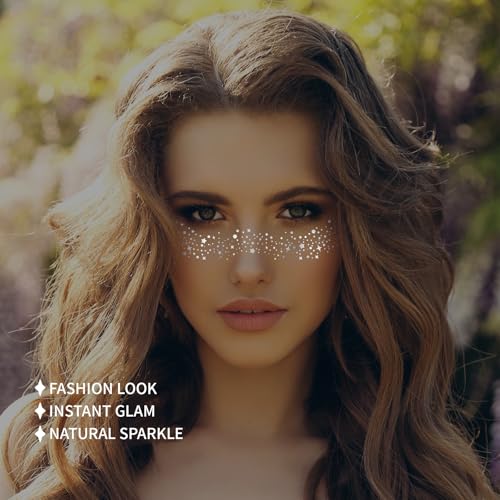 8-Pack Iridescent Multichrome Glitter Tattoos, Waterproof Sparkle Freckle Patches for Women & Teens, Cute Star Face Stickers for Festival & Party Use