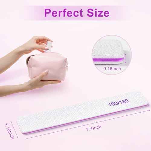 Nail Files (18 Pack), 100/180 Grit Double Sided Emery Boards for Natural & Acrylic Nails, Reusable Manicure for Women & Men, Professional Fingernail Filer & Lima de U?as for Salon & Home Use