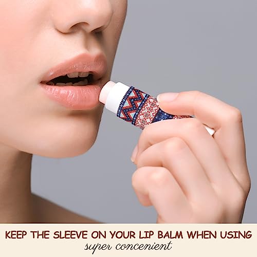 Sureio 40 Pcs Lip Balm Holder Keychain Bulk Lip Gloss Holder Keychain with Clip on Compact Elastic Lipstick Sleeves Christmas Stocking Stuffers Gift Gifts for Women