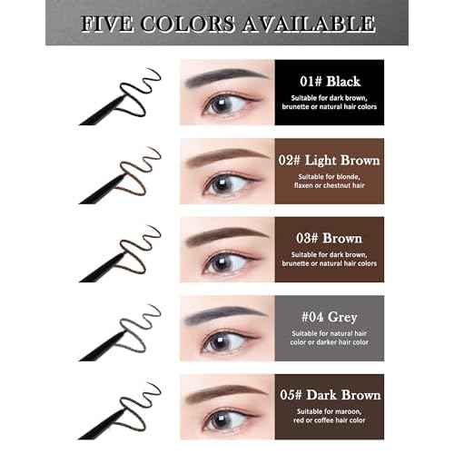 12Pcs Waterproof Dark Brown Eyebrow Pencil Set, Professional Brow Micro Eyebrow Retractable Pencil, Ultra Fine Long Lasting for Perfect Eye Liner Brows Eye Makeup Shaping & Filling Brow Gel Pen- 05