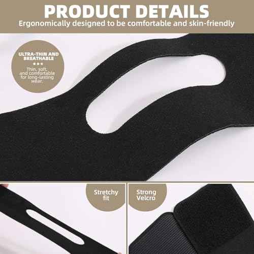 V-Line Lifting Mask - Double Chin Reducer and Face Shaper with High-Elastic Fit, Reusable Chin Strap and Depuffing Tape for Skin Tightening, Sagging Skin Relief and Slimming for Men and Women