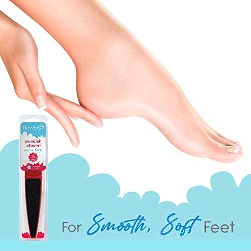 Flowery Original Swedish Clover Red Foot File, Pedicure Foot Scrubber, 60/100 Grit - RED