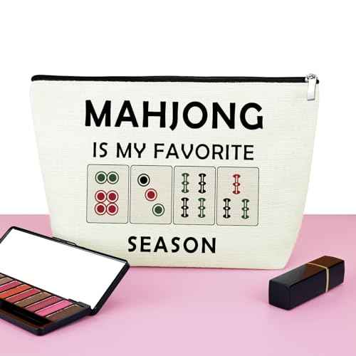 Mxrymvu Mahjong Gifts for Women Makeup Bag Mahjong Themed Gift for Players Lover Cosmetic Bag Retirement Christmas Birthday Present for Grandma Aunt Mom Travel Pouch