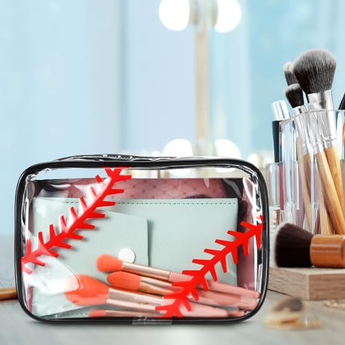 Abbylike 12 Pcs 7 x 4.7 x 2.4'' Cosmetic Bag Gifts Accessories for Makeup Bags PVC Cheer Case Clear Toiletry Zipper Pouch for Women Christmas Xmas (Baseball Theme)