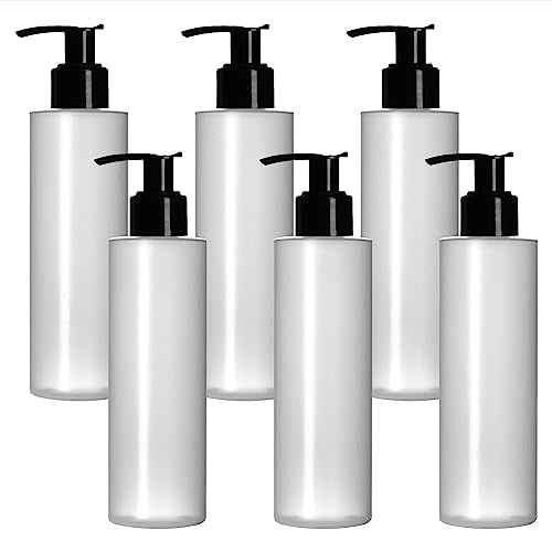 Impresa Plastic Pump Dispenser Bottle - Versatile Lotion Bottle with Pump for Massage Oil - Dishwasher-Safe Refillable Lotion Dispenser - Opaque, 8 Fl Oz, 6-Pack