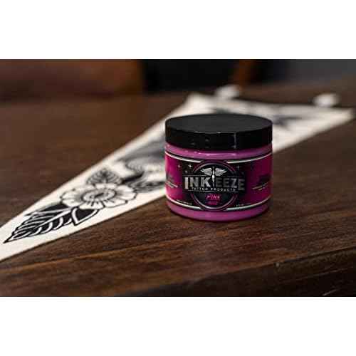 INK-EEZE Pink Tattoo Ointment for Artists and Aftercare, Essential Oils, Vegan, Cruelty Free, Made in USA, Bubble Gum, 6oz