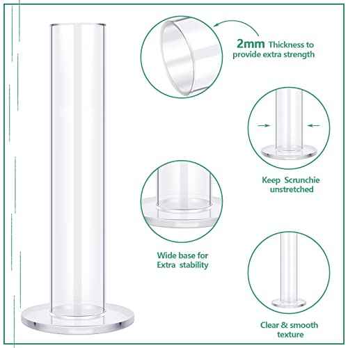 3 Pcs Scrunchie Holder 9 Inch Hair Tie Organizers Stand Acrylic Bracelet Holder Clear Accessories Display Jewelry Bangle for Cute Room Decor Woman Gift Storage Christmas