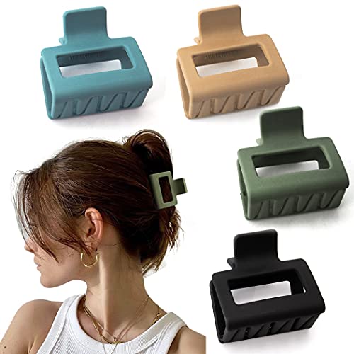 4 PCS Matte Square Hair Claw Clips for Thick Hair - Cute Hair Clips for Women