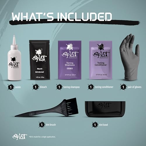 Splat Brilliant Bleach Kit, 1 Application, Includes Oxide, Bleach, Purple Toning Shampoo & Purple Toning Conditioner, Hair Bleach Kit Lifts up to 8 Levels, Vegan & Cruelty Free