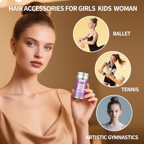 Boar Bristle Slick Back Hair Brush & Hair Wax Stick for Smooth Flyaways, Frizz, Sleek Ponytail, Buns and Edge Baby Hair, Styling Accessories for Girls, Kids and Women