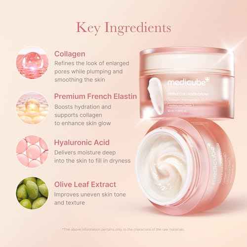 medicube Triple Collagen Cream - Hydrating & Firming Moisturizer with Hyaluronic Acid, Premium Elastin, Shea Butter - Wrinkle Care & Boosts Elasticity - Korean Skincare, 1.69 oz