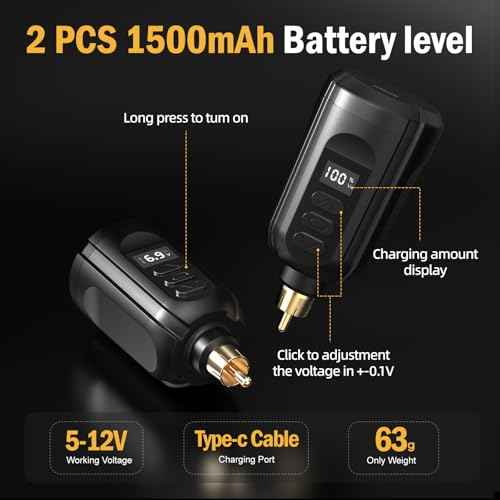 PFARRER Tattoo Gun Kit Wireless Tattoo Pen Machine with 2 Tattoo Batteries, 20 Tattoo Cartridge Needles,10 Tattoo Ink Color Set, Complete Tattoo Accessories EKP650-7