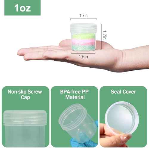 TSA Approved Wide Mouth Travel Size Containers, PP Clear Leak Proof Travel Plastic Jars with Lids for Creams Lotion Cosmetic, Jewelry Beads, Sample, Small Items Storage (1 oz, 4 Pcs)