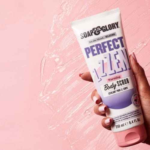 Soap & Glory Perfect Zen Exfoliating Body Scrub - Smoothing & Buffing Body Scrub - Lavender & Tonka Bean Scented Body Polish - Warming Exfoliating Scrub for Relaxation (250ml)